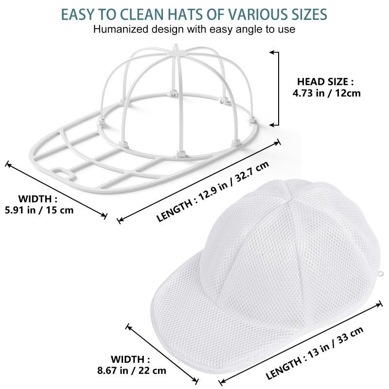 Eiito Hat Washer for Washing Machine,Hat Cleaner for Baseball Caps with Frame Cage and Mesh (1Pack white with mesh) - Image 2